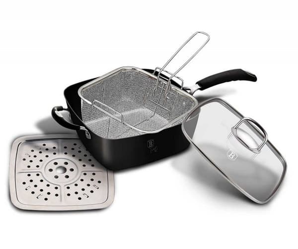 STEEKPANA MED KORG OCH ÅNGPLATTA BERLINGERHAUS BH-6554
