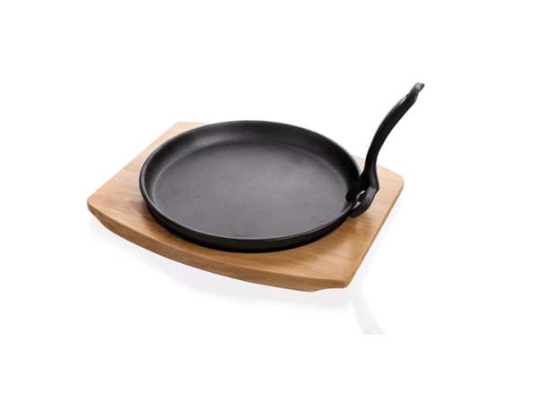 Grada gjutjärnsstekpanna med träskiva, 22 cm