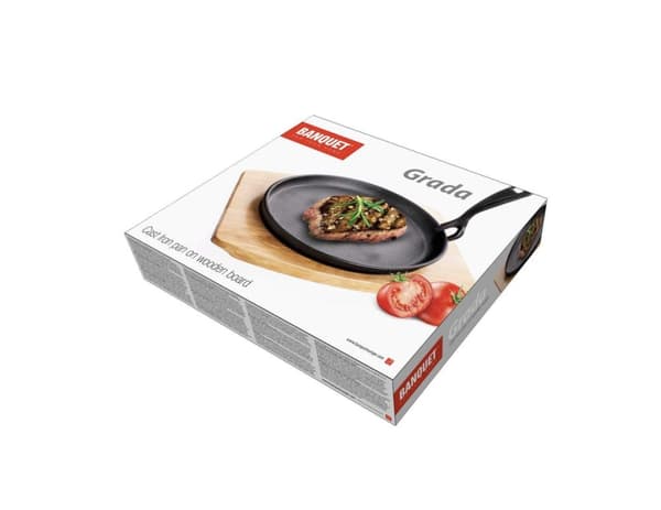 Grada gjutjärnsstekpanna med träskiva, 22 cm