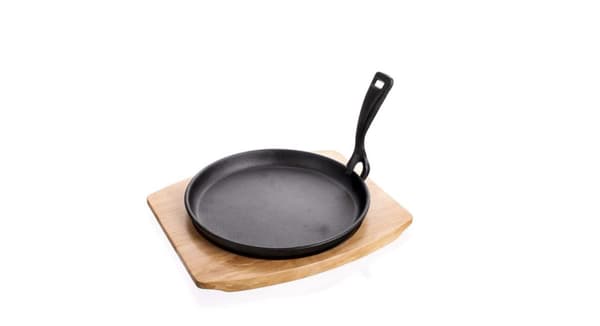 Grada gjutjärnsstekpanna med träskiva, 22 cm