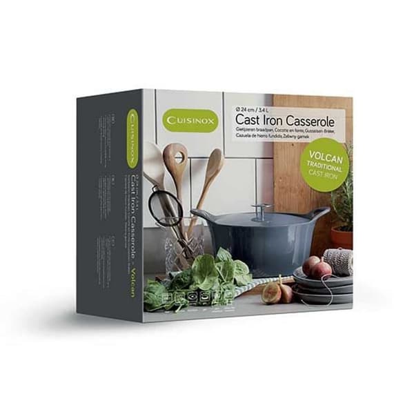 Cuisinox Volcan valurautainen paistinpannu 24 cm 3,4 l Denim Blue/Emaloitu