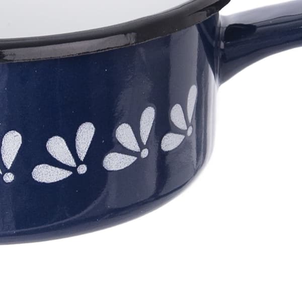 Emaljeret grydeske 12CM 600ML BLÅ MED DEKOR