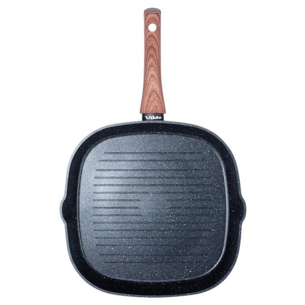 Gas Induktionsstegepande til Grillning Granit Firkantet VILDE 28x28 cm
