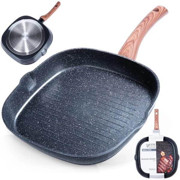 Gas Induktionsstegepande til Grillning Granit Firkantet VILDE 28x28 cm