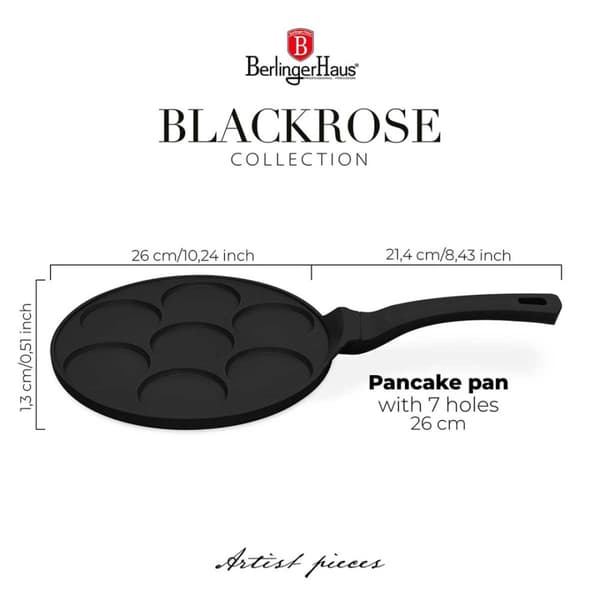 TITANIUM STEKPANA 26cm FÖR PANNKAKOR BERLINGER HAUS BH-7793 BLACK ROSE