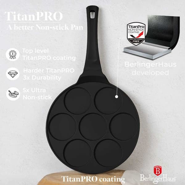 TITANIUM STEKPANA 26cm FÖR PANNKAKOR BERLINGER HAUS BH-7793 BLACK ROSE