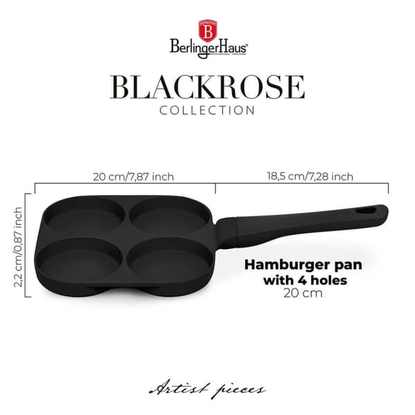 TITANIUM STEEKPANA 26cm FÖR ÄGG HAMBURGER BERLINGER HAUS BH-7797 BLACK ROSE