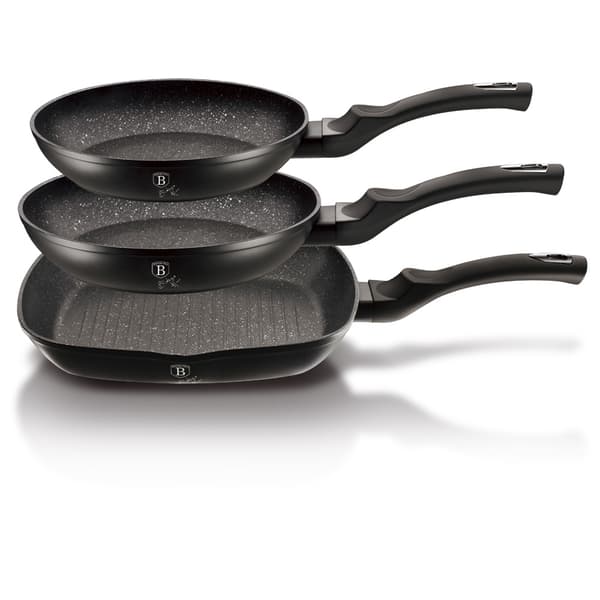 SET MED 3 GRANITPANOR BERLINGER HAUS BH-6157 SVART SILVER