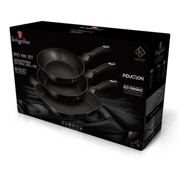 SET MED 3 GRANITPANOR BERLINGER HAUS BH-6157 SVART SILVER