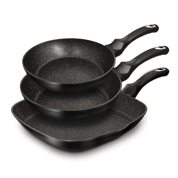 SET MED 3 GRANITPANOR BERLINGER HAUS BH-6157 SVART SILVER