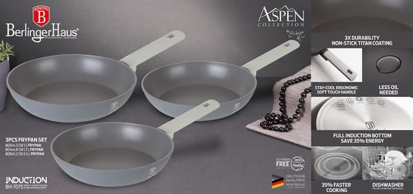 BERLINGER HAUS BH-7075 ASPEN TITANIUM STEEKPANOR SET