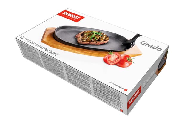 PLATEFAD STØBEJRN STEGEPANDE MED BRÆD BANKETT GRADA