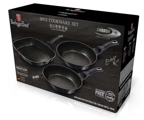 SÆT MED 3 GRANITPANDER BERLINGER HAUS BH-6904 CARBON PRO