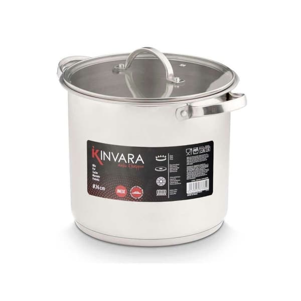 Kastrull med glaslock Kinvara 17396 Silvrig 31 x 25 x 24 cm Induktionshäll (4 antal)
