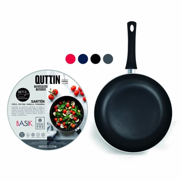 Sæt med Stegepander Quttin Aluminium 24 cm 3 Dele (4 enheder)