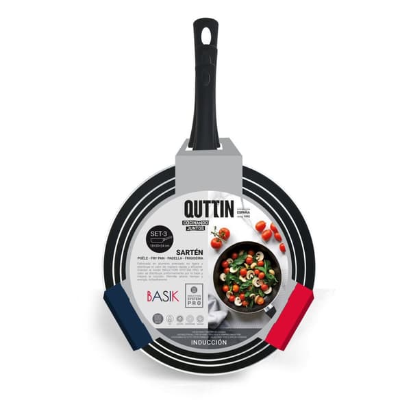 Sæt med Stegepander Quttin Aluminium 24 cm 3 Dele (4 enheder)