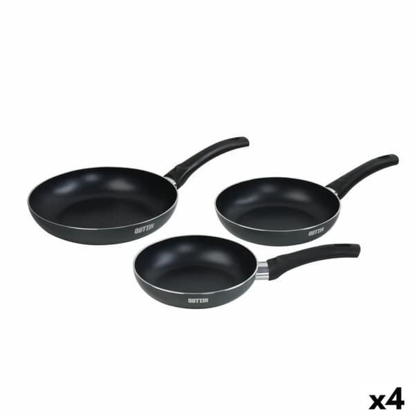 Sæt med Stegepander Quttin Aluminium 24 cm 3 Dele (4 enheder)