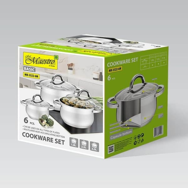 Stekpanna Feel Maestro MR-3522-6M Silvrig Stål Rostfritt stål Plast Ø 24 cm Ø 20 cm Ø 16 cm