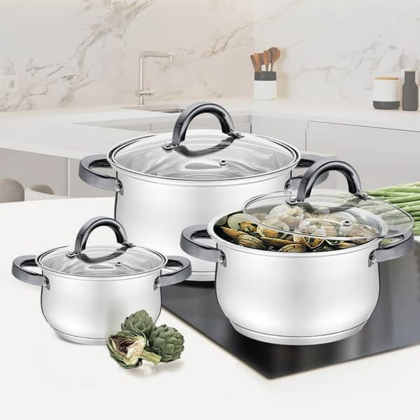 Kannellinen vuoka Feel Maestro MR-3522-6M-BLACK Hopeinen Teräs Ruostumaton teräs Ø 18 cm Ø 20 cm Ø 16 cm 2,5 L 1,8 L 3,5 L (6 Ka