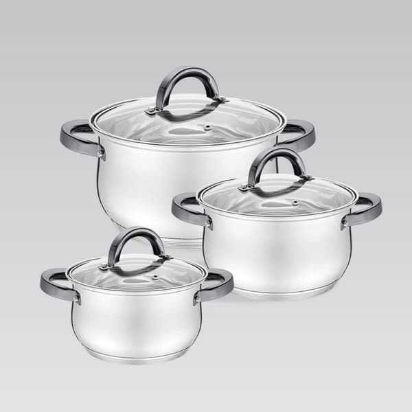 Kannellinen vuoka Feel Maestro MR-3522-6M-BLACK Hopeinen Teräs Ruostumaton teräs Ø 18 cm Ø 20 cm Ø 16 cm 2,5 L 1,8 L 3,5 L (6 Ka