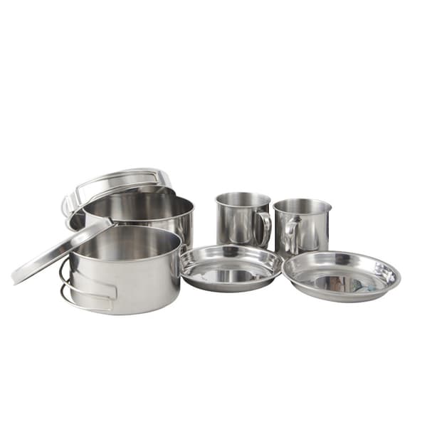 INF Rustfritt stål utendørs kokekar Mess Kit 8-delt