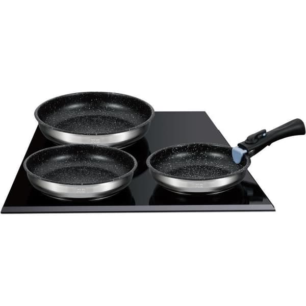 3 paistinpannun setti - Arthur Martin - AM2196 - 20-24-26 cm - Ruostumaton teräs - Irrotettava kahva - Kaikki liesitasot, myös induktio