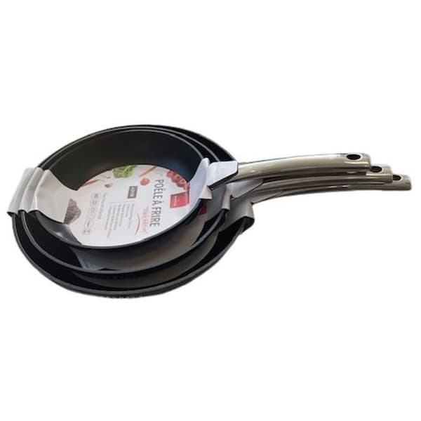 3 paistinpannun setti - BAUMALU - musta versio - 24 / 28 / 32 cm - alumiini