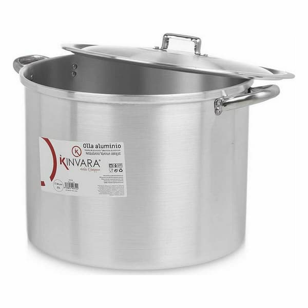 Gryta med lock Ø 34 cm Silvrig Aluminium (2 antal)