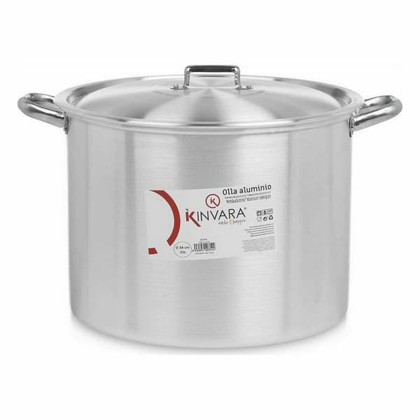 Gryta med lock Ø 34 cm Silvrig Aluminium (2 antal)