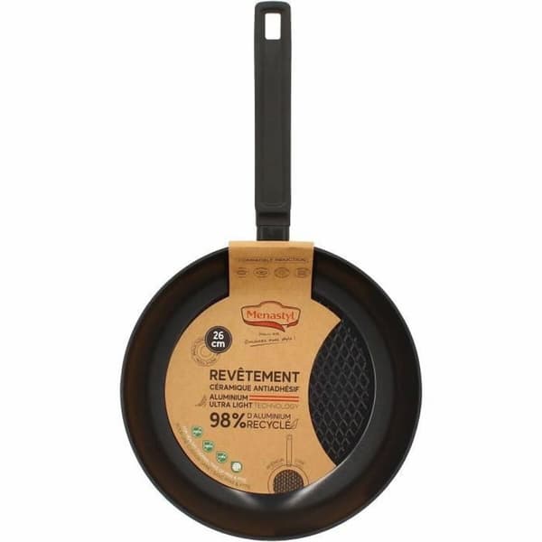 Stegepande Menastyl Sort Smedet aluminium Ø 26 cm