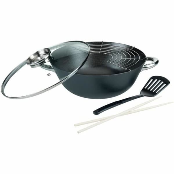 Wok Pande GSW Stål Smedet stål Ø 32 cm 4 Dele