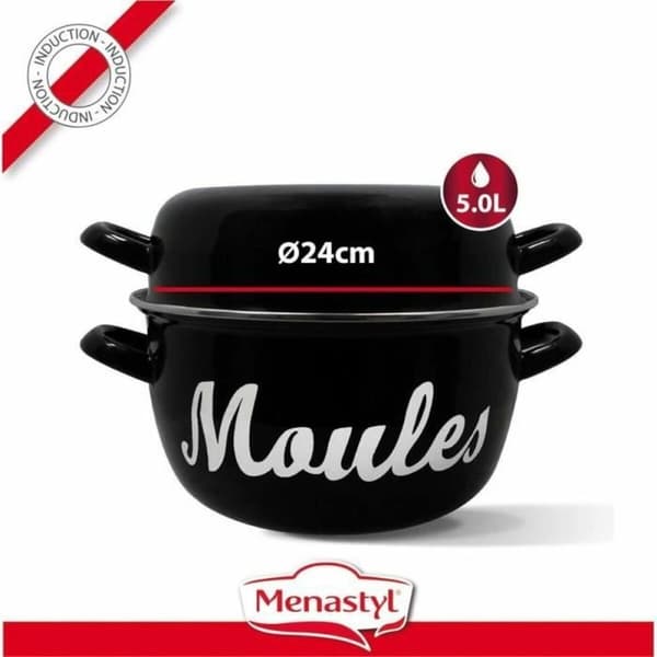 Pannu Menastyl Musta Lasitettu emaloitu teräs