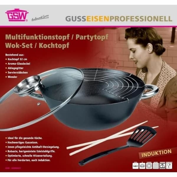 Wokpannu GSW Teräs Taottu teräs Ø 32 cm 4 Kappaletta