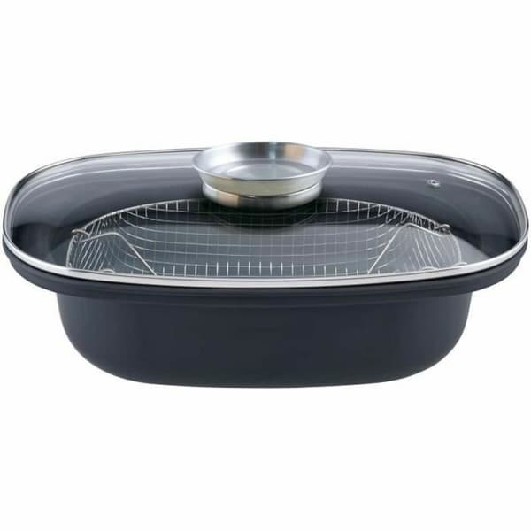 Stekepanne med kurv GSW 414593 Svart Glass Rustfritt stål Emaljerte Stål