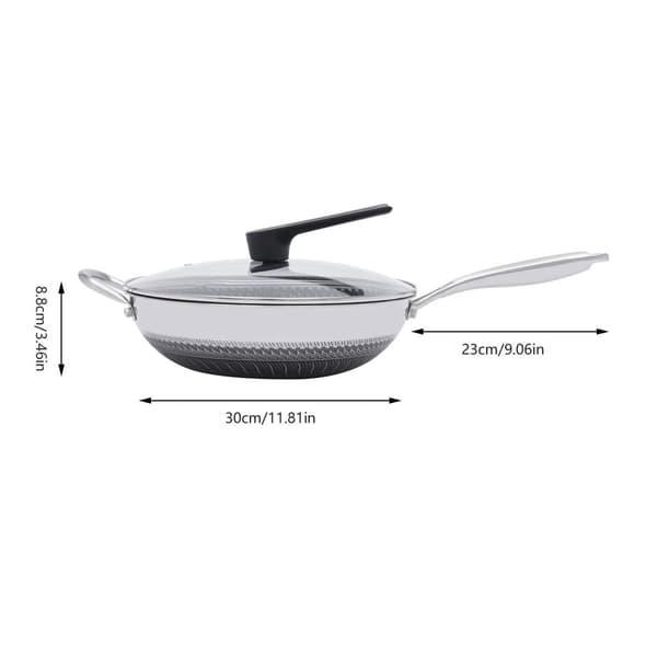 Non-stick Wok Pande, 1L Kapacitet, Ridsefast Belægning, Nem Rengøring