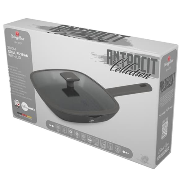 Titangrillpanna med lock 28cm Berlinger Haus Bh-8127 Antracit Lumarko!