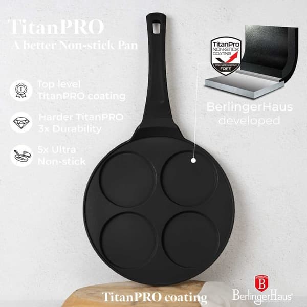 Titanium stegepande 26cm til æggepandekager Berlinger Haus Bh-7795 Sort Rose Lumarko!