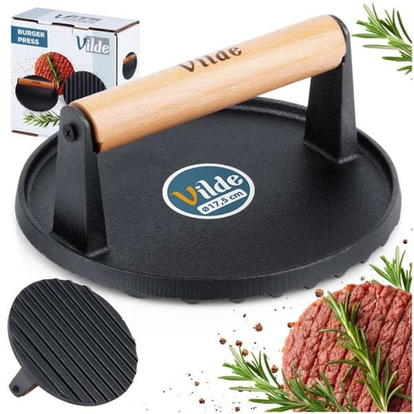 Gjutjärnspress för grillning av hamburgare, biffar, kött 259702 Lumarko!