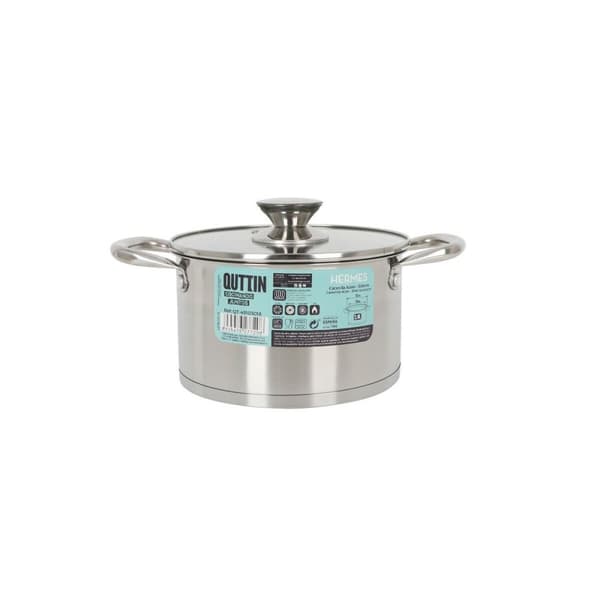 Gryde med Glaslåg Quttin Hermes Stål 2,8 L (6 enheder)