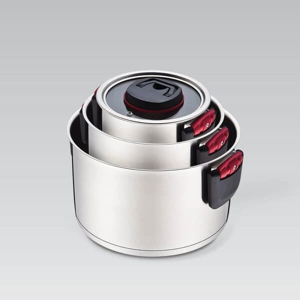 Gryta med lock Feel Maestro MR-3530-6 Svart Röd Stål Rostfritt stål Plast Ø 24 cm Ø 20 cm Ø 16 cm 1,5 L 5,8 L 3,2 L (6 Delar)
