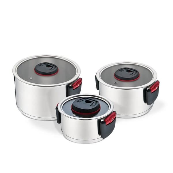 Gryta med lock Feel Maestro MR-3530-6 Svart Röd Stål Rostfritt stål Plast Ø 24 cm Ø 20 cm Ø 16 cm 1,5 L 5,8 L 3,2 L (6 Delar)