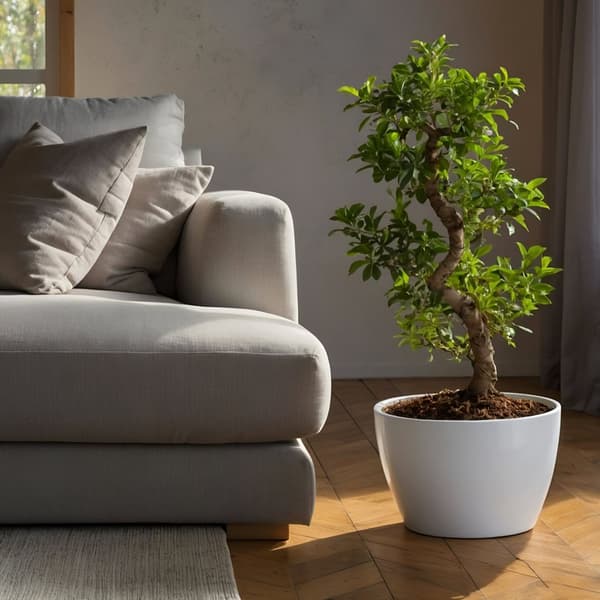 Bonsaiträd S-formad - Set om 2 - Ficus microcarpa ginseng - Höjd 55-65cm - ⌀20cm