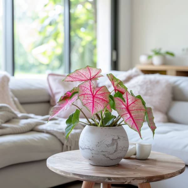 Elefantøre - Sæt med 2 - Caladium 'Sweetheart' - Højde 25-40cm - ⌀12cm