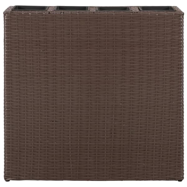 vidaXL plantekasse med 4 krukker polyrattan brun