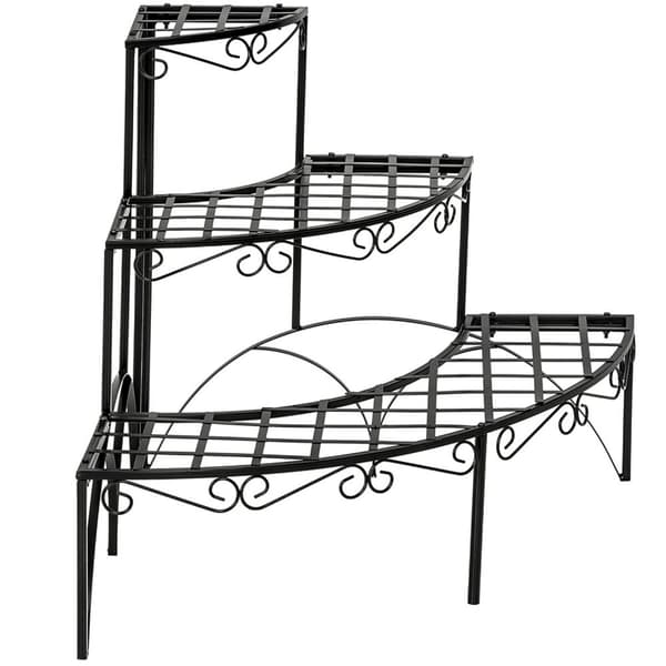 Plantetrappe rund med 3 trin ca. 60x60x60cm - sort