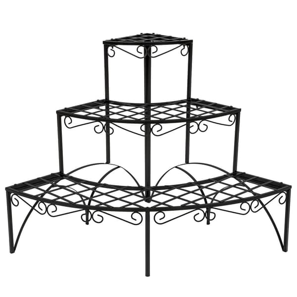 Plantetrappe rund med 3 trin ca. 60x60x60cm - sort