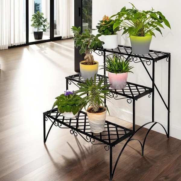 Plantetrappe med 3 trin ca. 60x60x60cm - sort