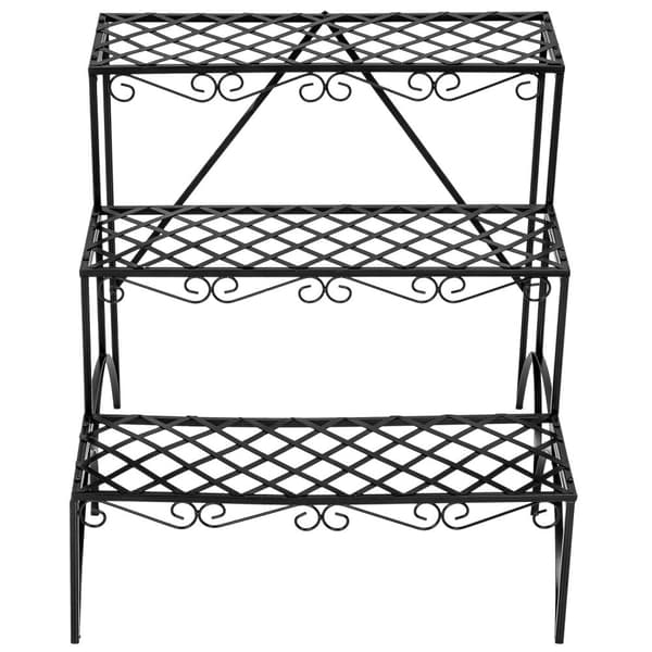 Plantetrappe med 3 trin ca. 60x60x60cm - sort