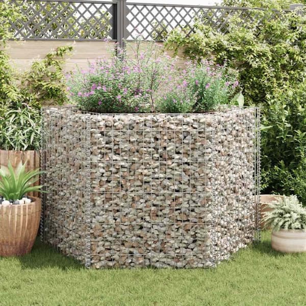 vidaXL Gabion høybed sekskantet 160x140x100 cm