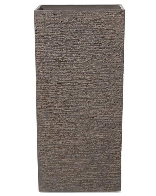 Kukkaruukku tummanruskea 40 x 81 x 40 cm kiviseos polyhartsi lasikuitu neliö säänkestävä